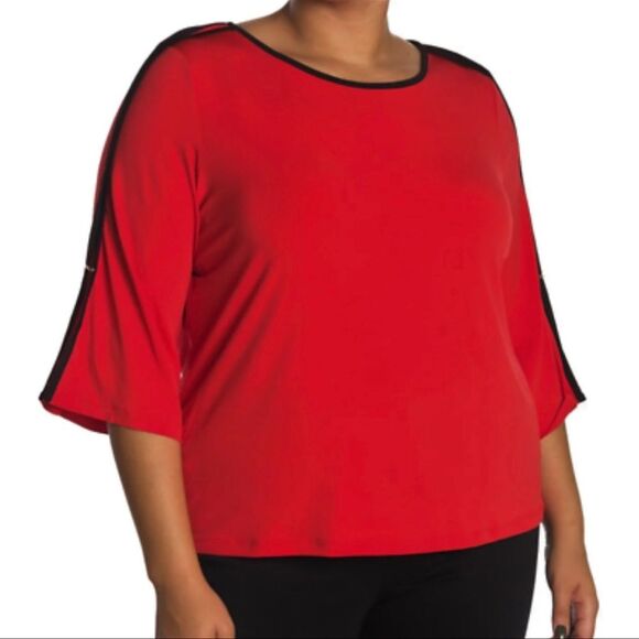 Carmen Marc Valvo Red Black Women's Top 1X - Picture 1 of 6